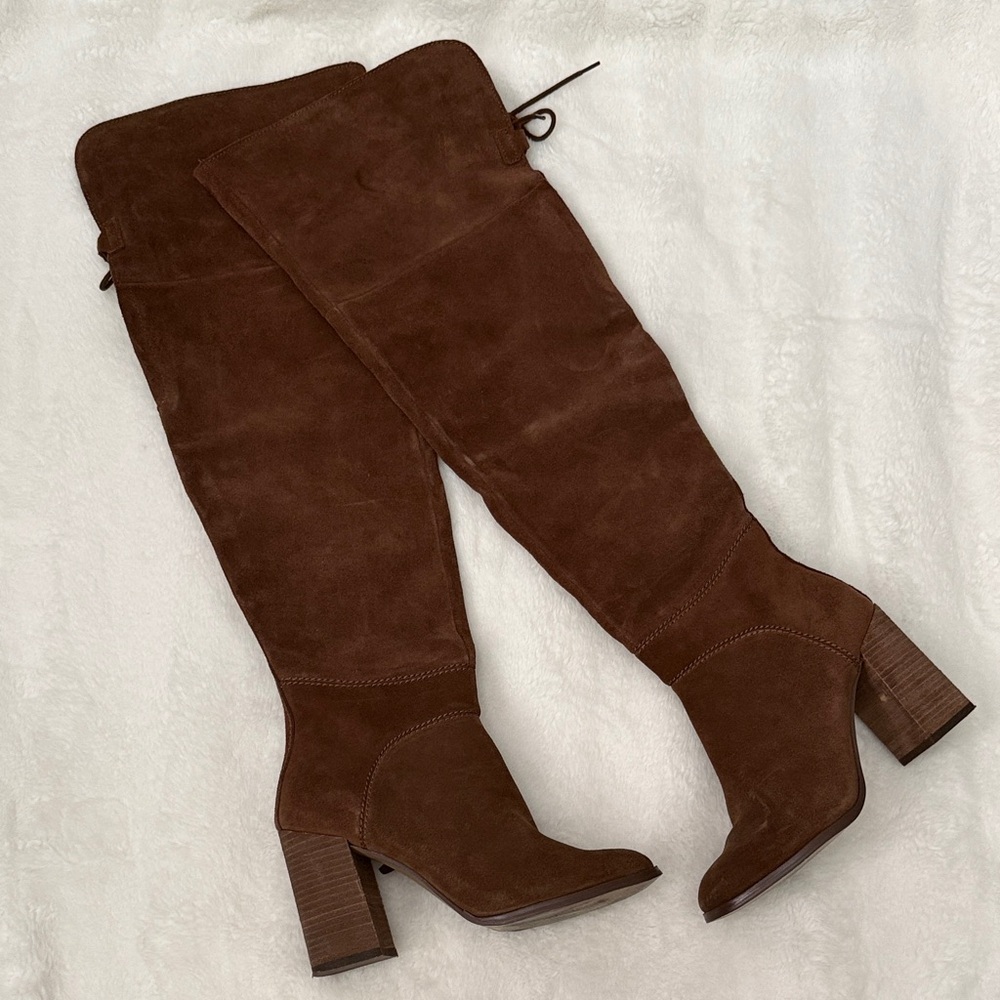 Steve Madden Novela Tan Over the Knee Suede Boots